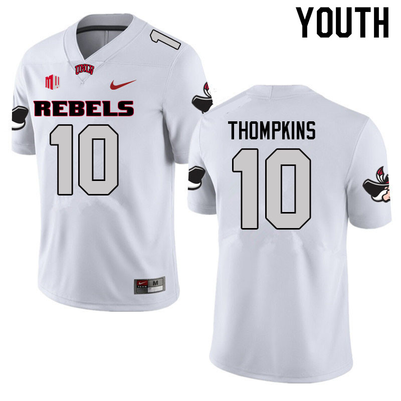 Youth #10 Fred Thompkins UNLV Rebels College Football Jerseys Sale-White - Click Image to Close